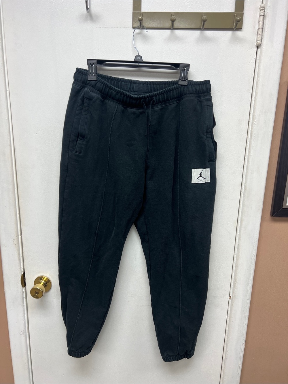 Jordan Black Fleece Joggers with White Jumpman Patch